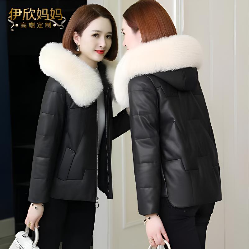 皮衣外套女款爆款2025新款冬季小个子加厚海宁狐狸毛羽绒棉服短款