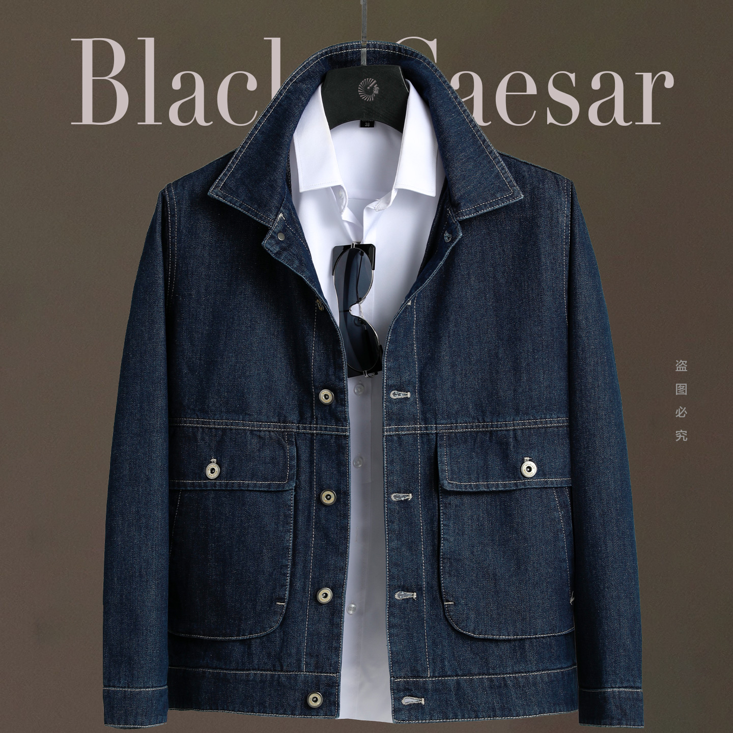 潮牌美式牛仔夹克男春秋季青年宽松大码上衣服工装复古商务外套薄