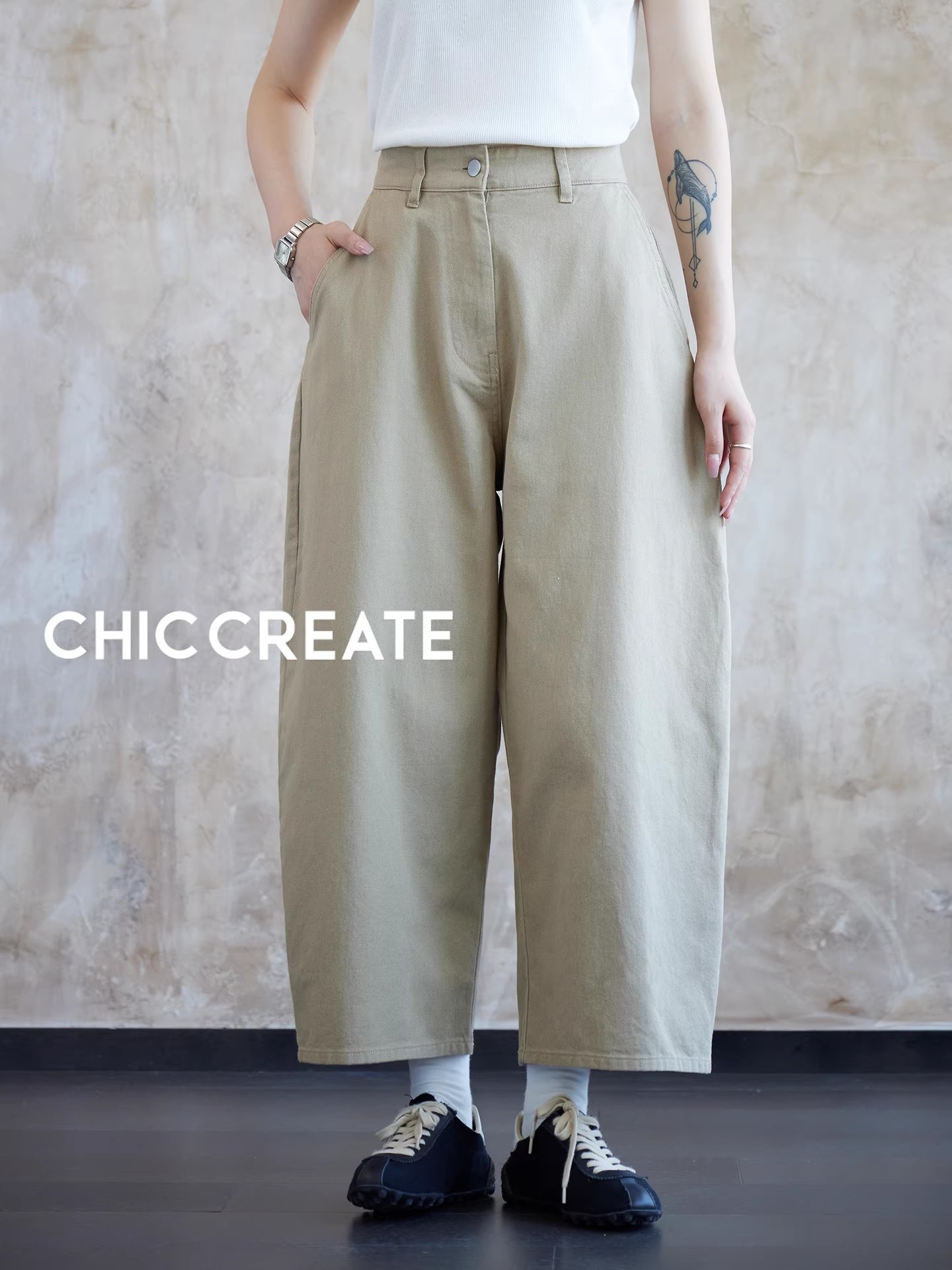 日式松弛感！高密纯棉 宽松廓形感藏肉九分香蕉裤弯刀休闲裤女秋