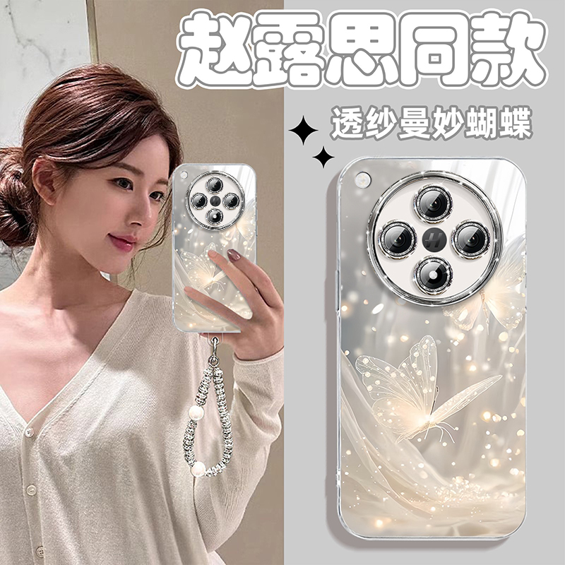 曼妙蝴蝶适用oppoFindx8s+手机壳羽纱findx7带镜头膜findx6保护套