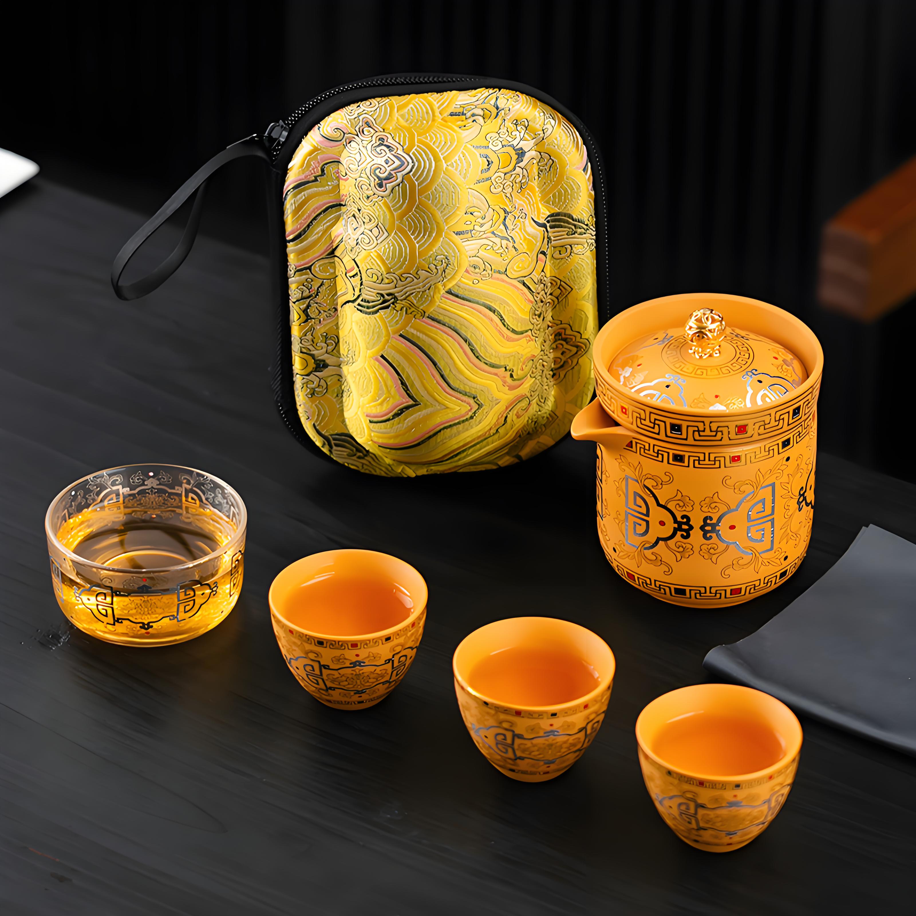 黄段泥紫砂茶壶高端茶器快客杯出差便捷式户外旅行泡茶壶茶具送礼