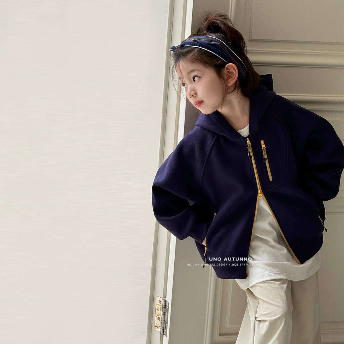 现货「UNO AUTUNNO」【小蓝】云卫衣女中大童长袖卫衣外套GQ1608