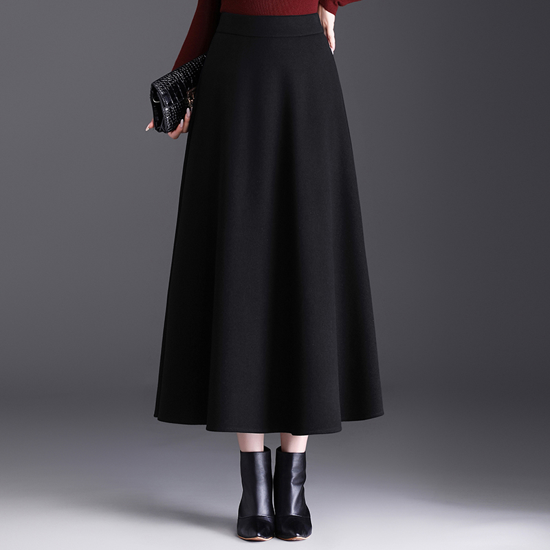 毛呢大摆a字裙女秋冬2025新款高腰遮胯显瘦半身裙时尚通勤长裙子