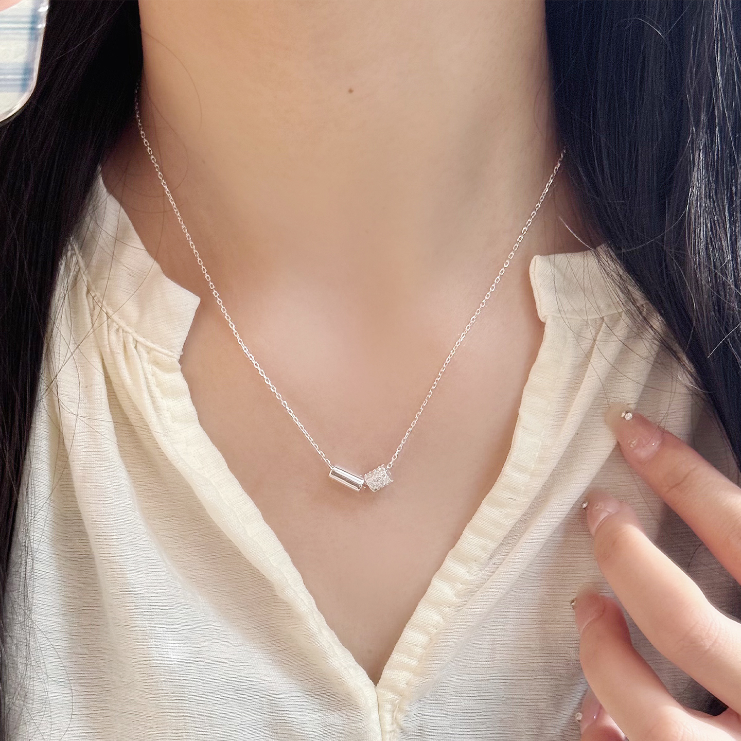 坠链均925银 小蛮腰双层转运珠时尚轻奢高级感项链百搭锁骨链