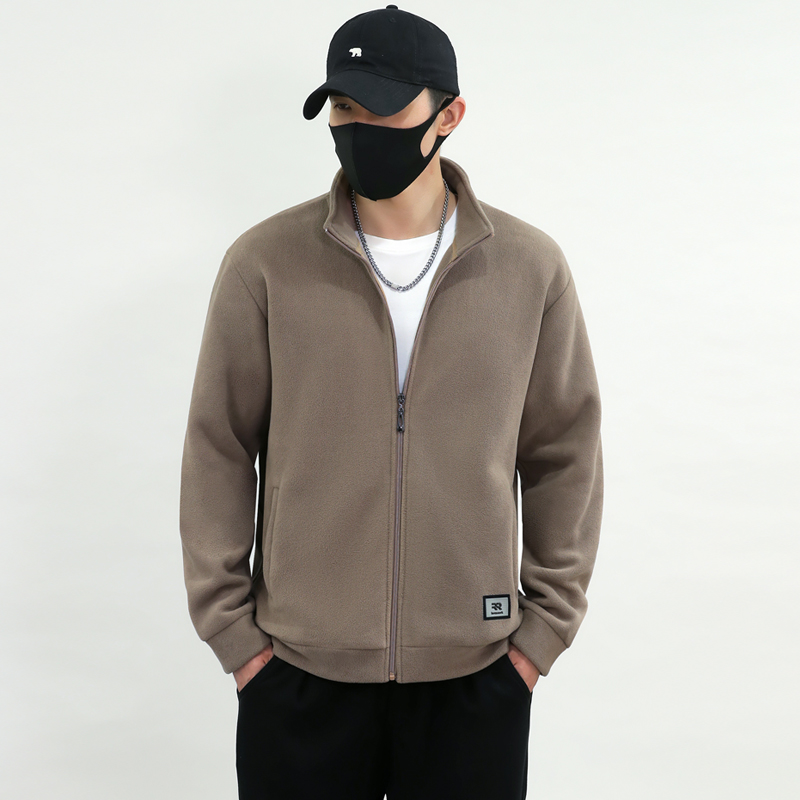 保暖夹克外套男士秋季新款立领休闲抓绒衣秋冬颗粒绒大码开衫上衣