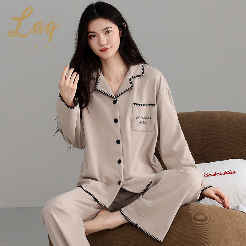 德绒睡衣女士秋季薄绒开衫长袖套装加厚保暖高级感家居服外穿3266