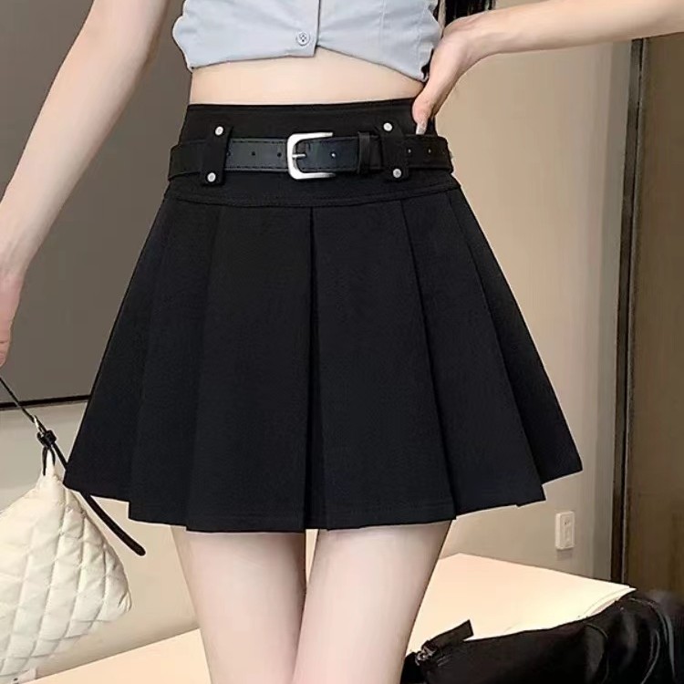 灰色百褶裙女短裙春秋2025新款韩版小个子高腰包臀a字半身裙西装