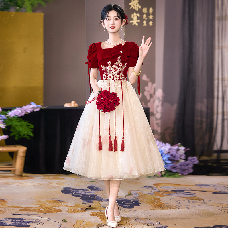 大码敬酒服新娘2025新款胖mm秋季订婚结婚礼服女高级感婚礼轻奢服