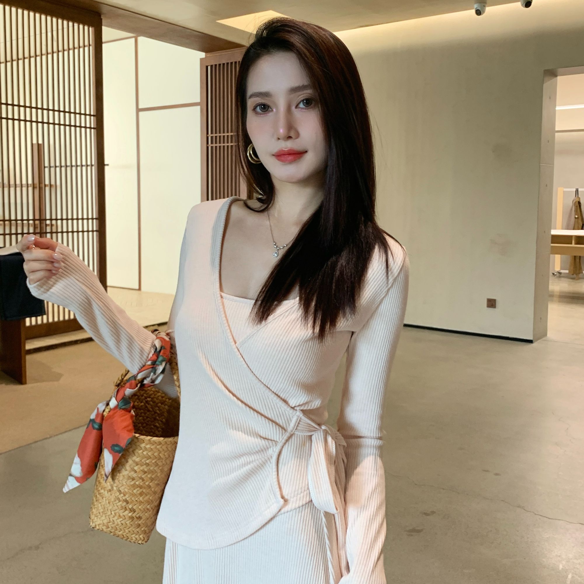 【外套】设计感小众绑带春夏开衫薄款长袖防晒空调罩衫上衣