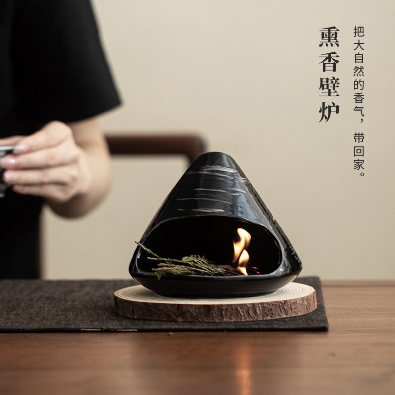 富士山小壁炉香薰炉鼠尾草雪松秘鲁圣木陶瓷熏香炉子家用氛围摆件