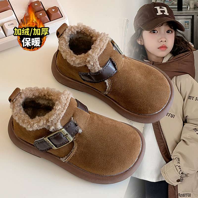 FAVMARTHA女童棉鞋加绒加厚时尚儿童勃肯鞋2025冬季新款宝宝室内