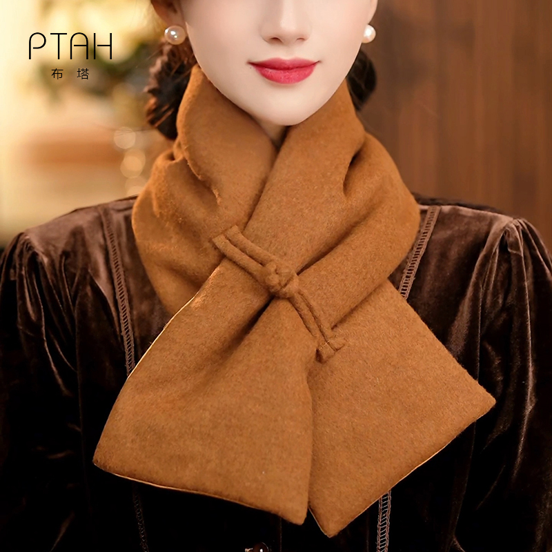 布塔保暖羊毛围脖秋冬加厚保暖桑蚕丝长巾围巾PT8222