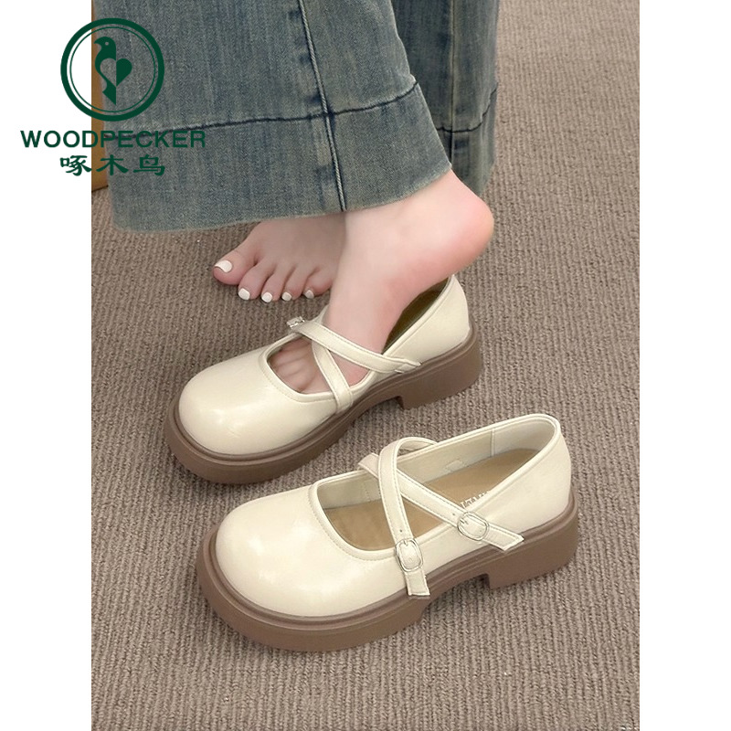 啄木鸟厚底复古玛丽珍小皮鞋女2025新款秋季温柔配裙子乐福鞋单鞋