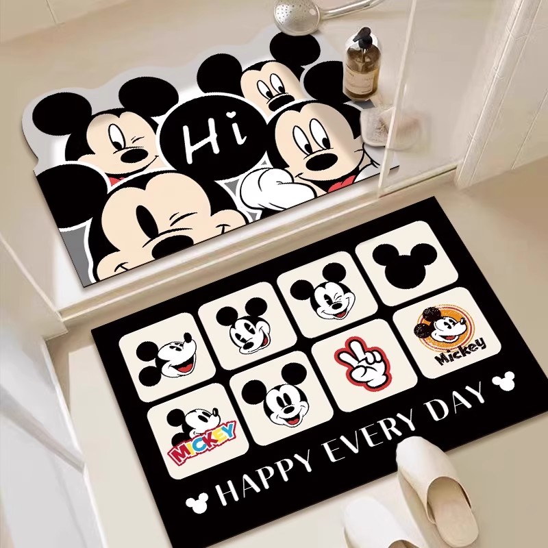 硅藻泥米奇卡通浴室地垫吸水防滑卫生间厕所家用速干脚垫入户门垫