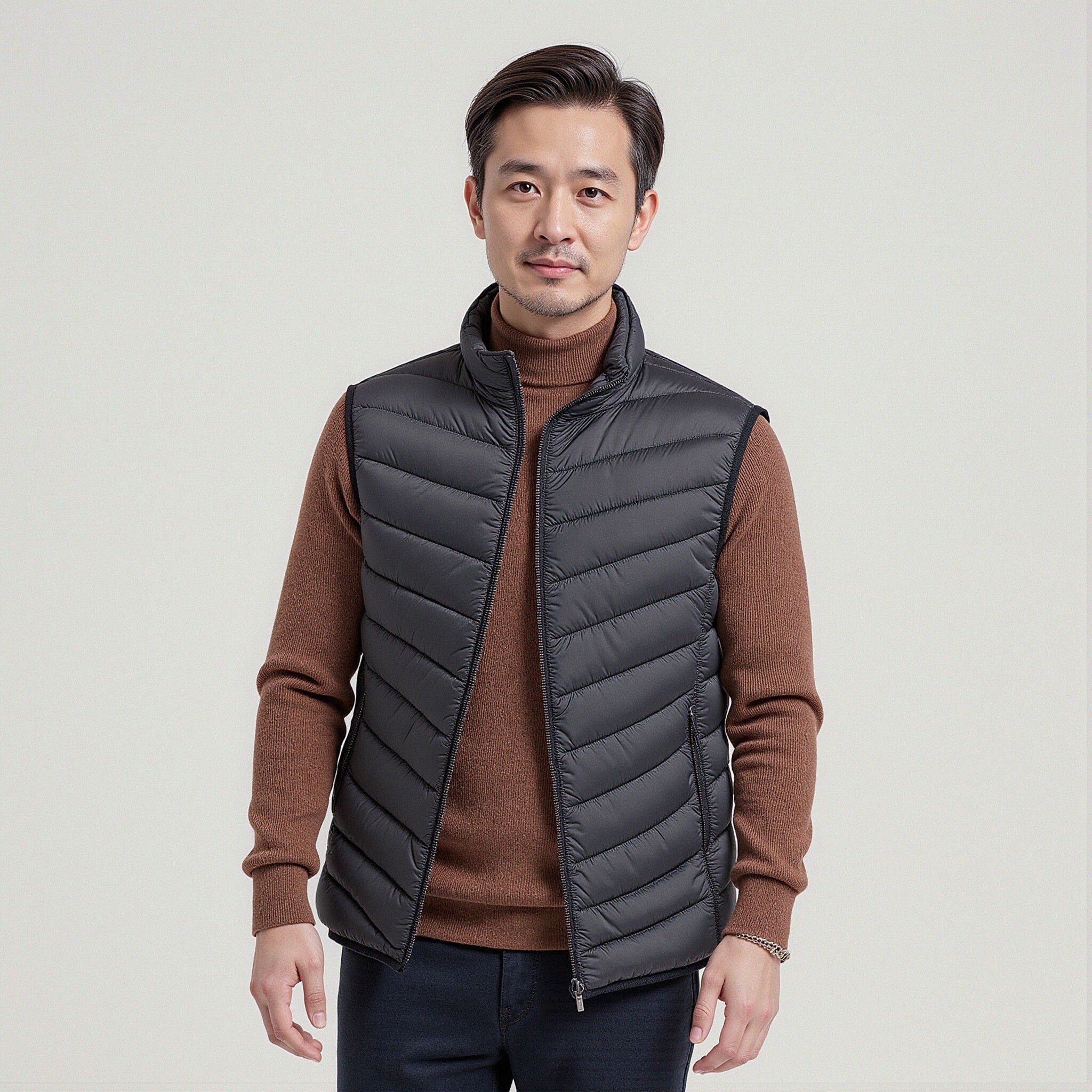 棉马甲男士大码保暖背心轻薄款加厚外穿立领马夹春秋冬季坎肩外套