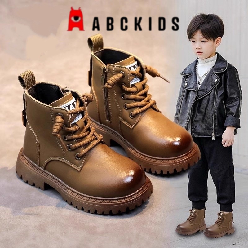 Abckids 男童马丁靴子皮鞋2025秋冬新款女童靴子儿童英伦风短靴
