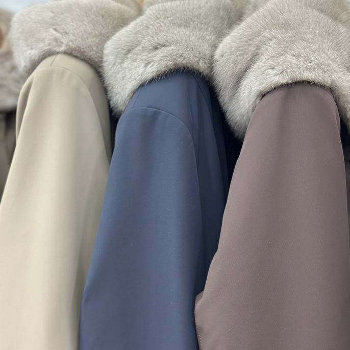 110CM显瘦型厚款派克服女款百搭保暖上衣中长款