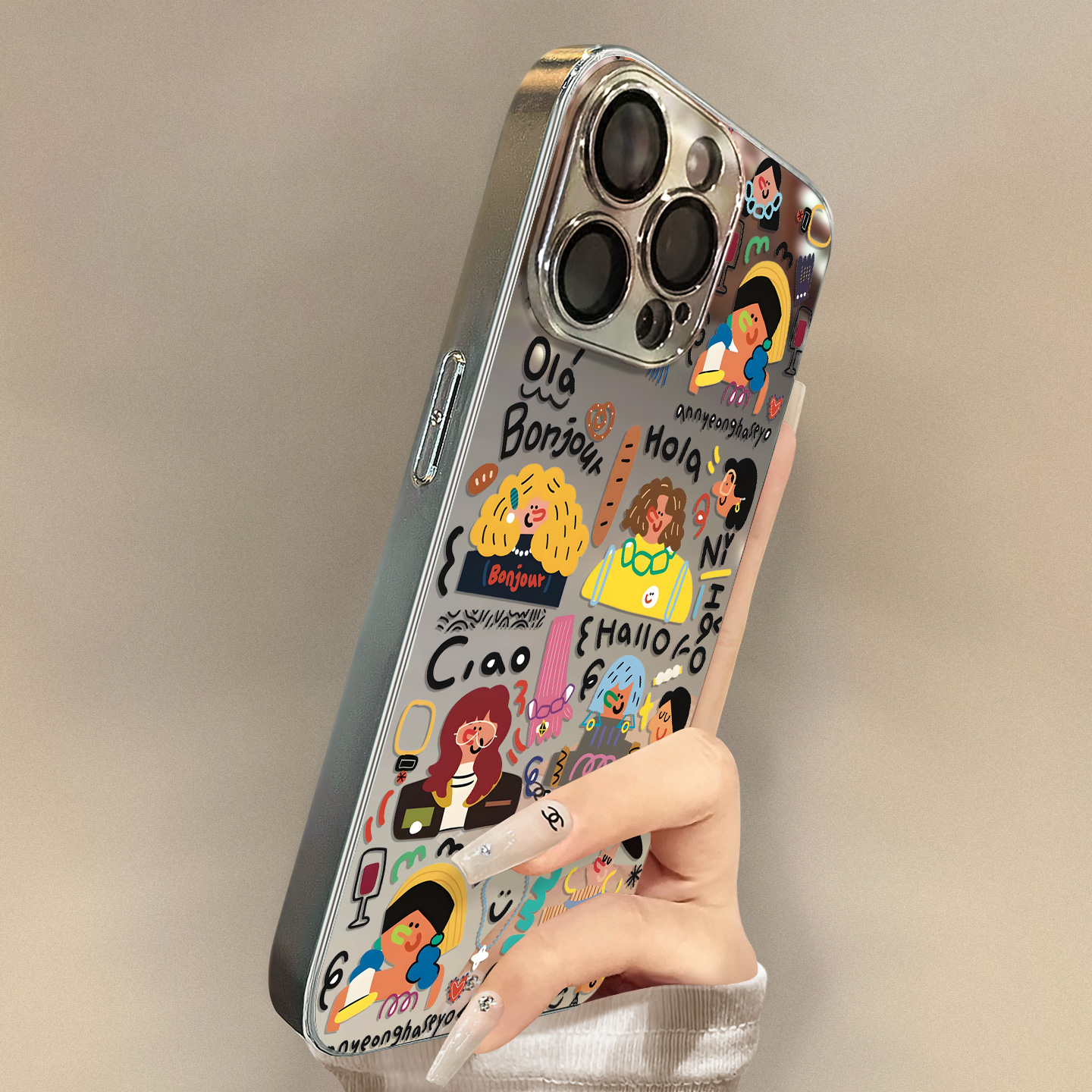 涂鸦面包女孩适用iPhone16小众手机壳苹果15promax防摔14个性全包