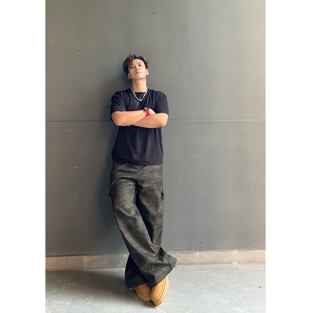 FJ秋冬新品美式复古迷彩直筒立体口袋工装裤品质潮牌设计感休闲裤