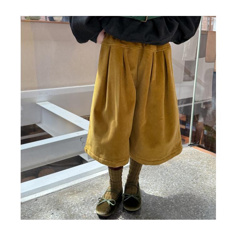 秋冬新款女童条绒加绒韩系复古慵懒感七分裤潮