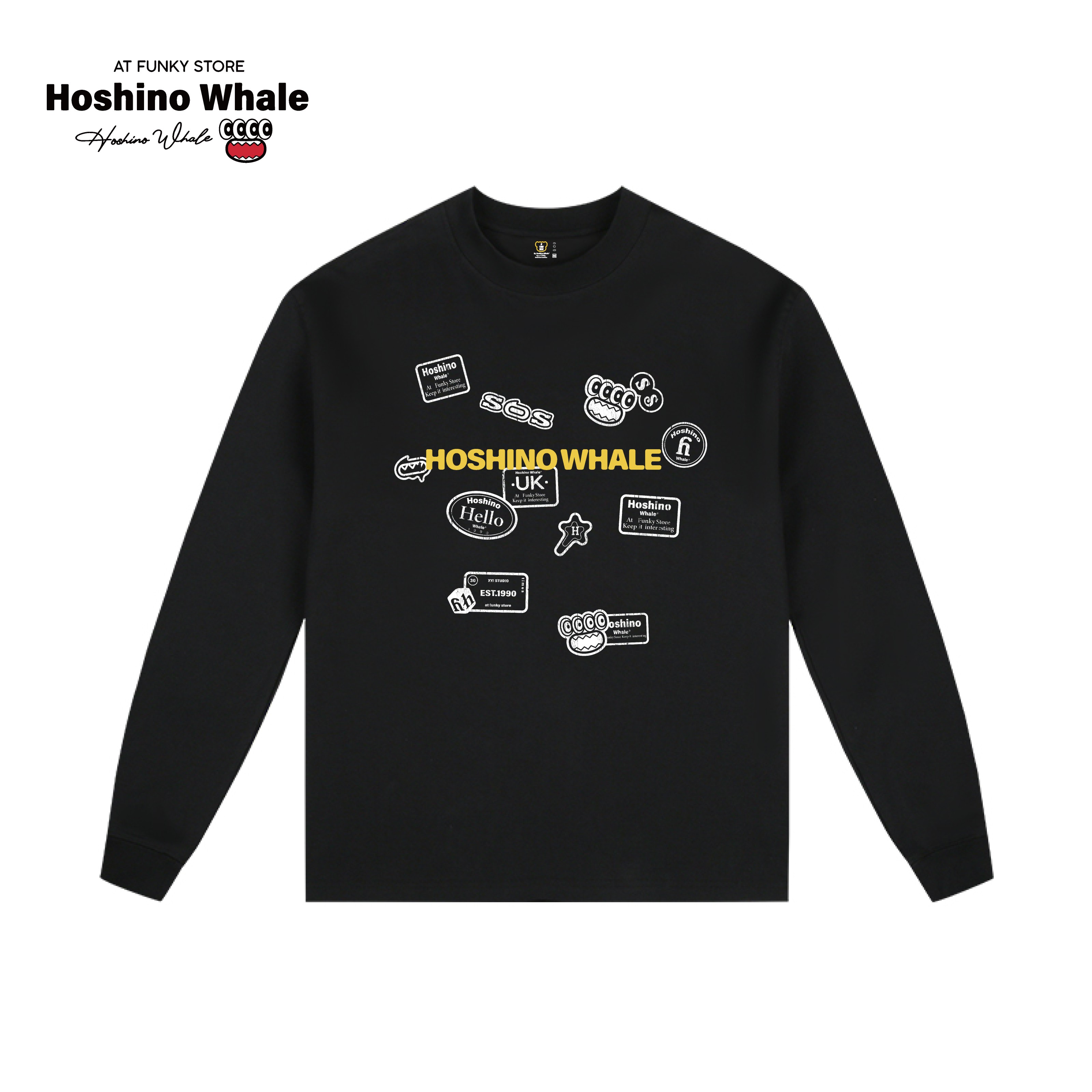 HOSHINOWHALE 星野鲸长袖T恤春秋潮流百搭情侣同款宽松Z世代6116