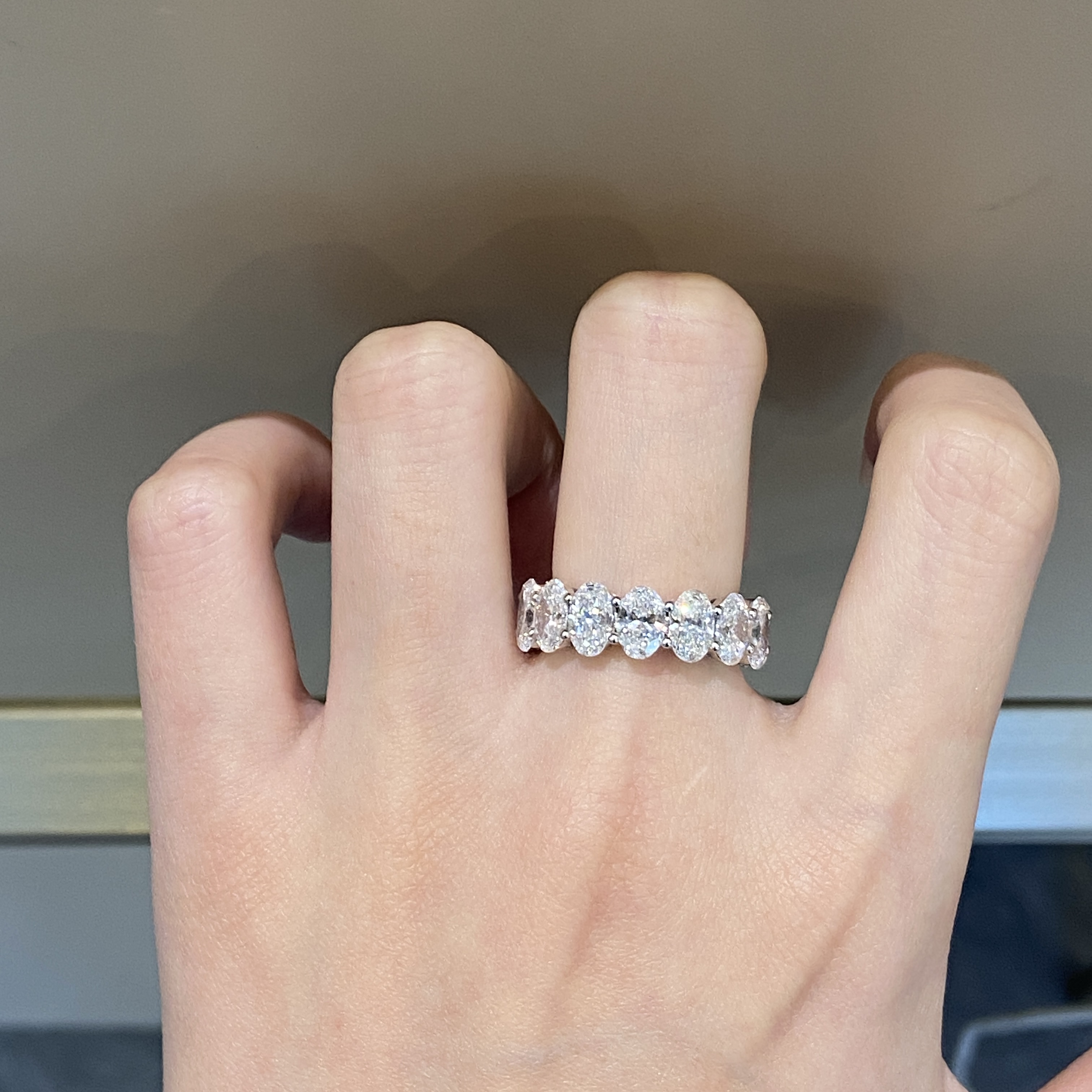 实验室培育钻石培育钻石PT950铂金 椭圆满圈排戒