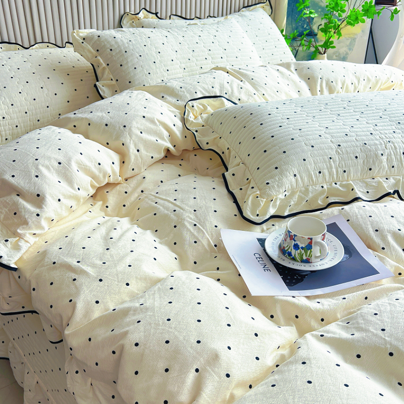 新款法式田园风床盖款四件套四季通用被套床盖韩版花边三件套