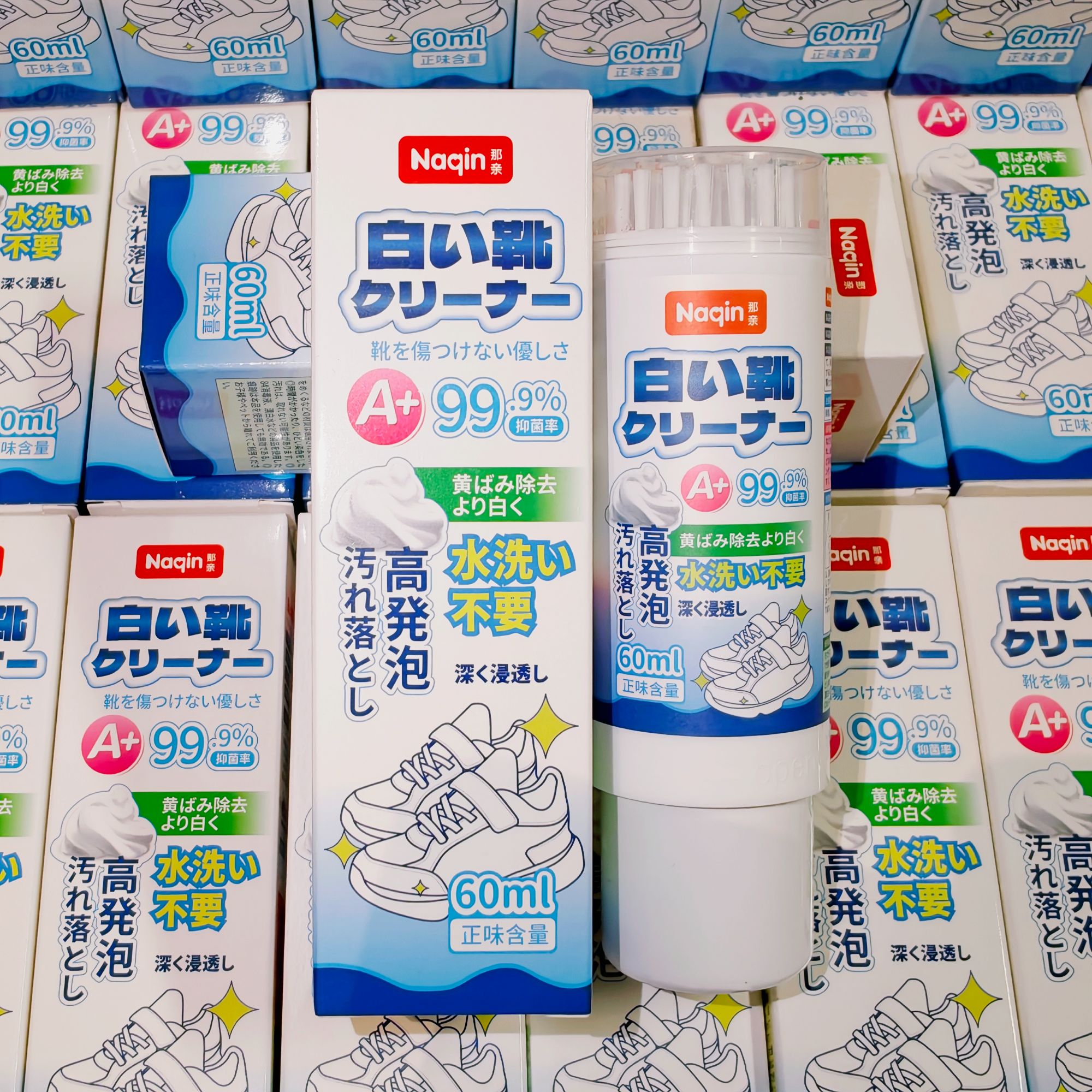 [拍5发6]日本Naqin那亲小白鞋清洁剂60ml 一体式刷头旋钮开关设计