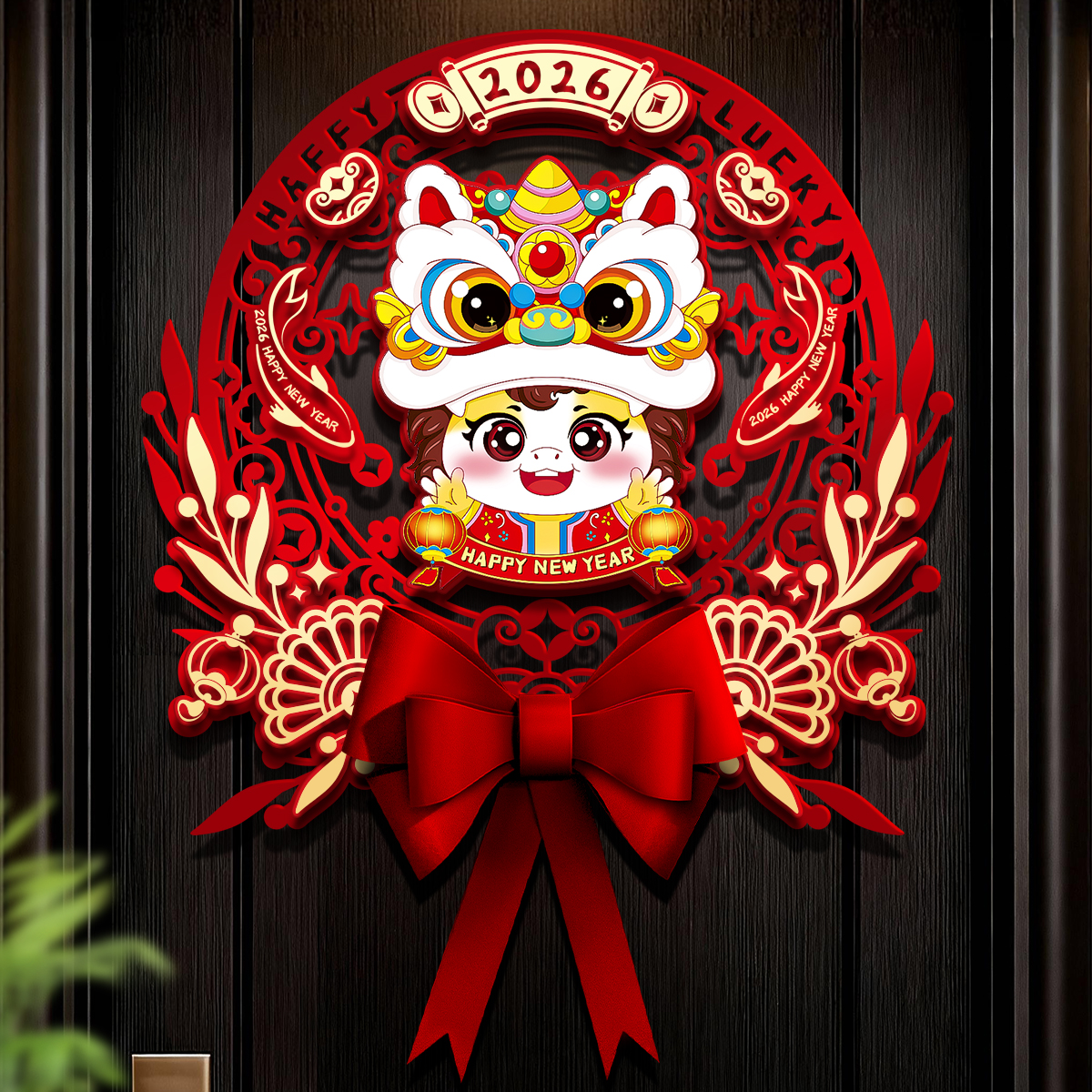 磁吸2026马年立体植绒福字门贴新年装饰品过年春节入户门喜庆布置