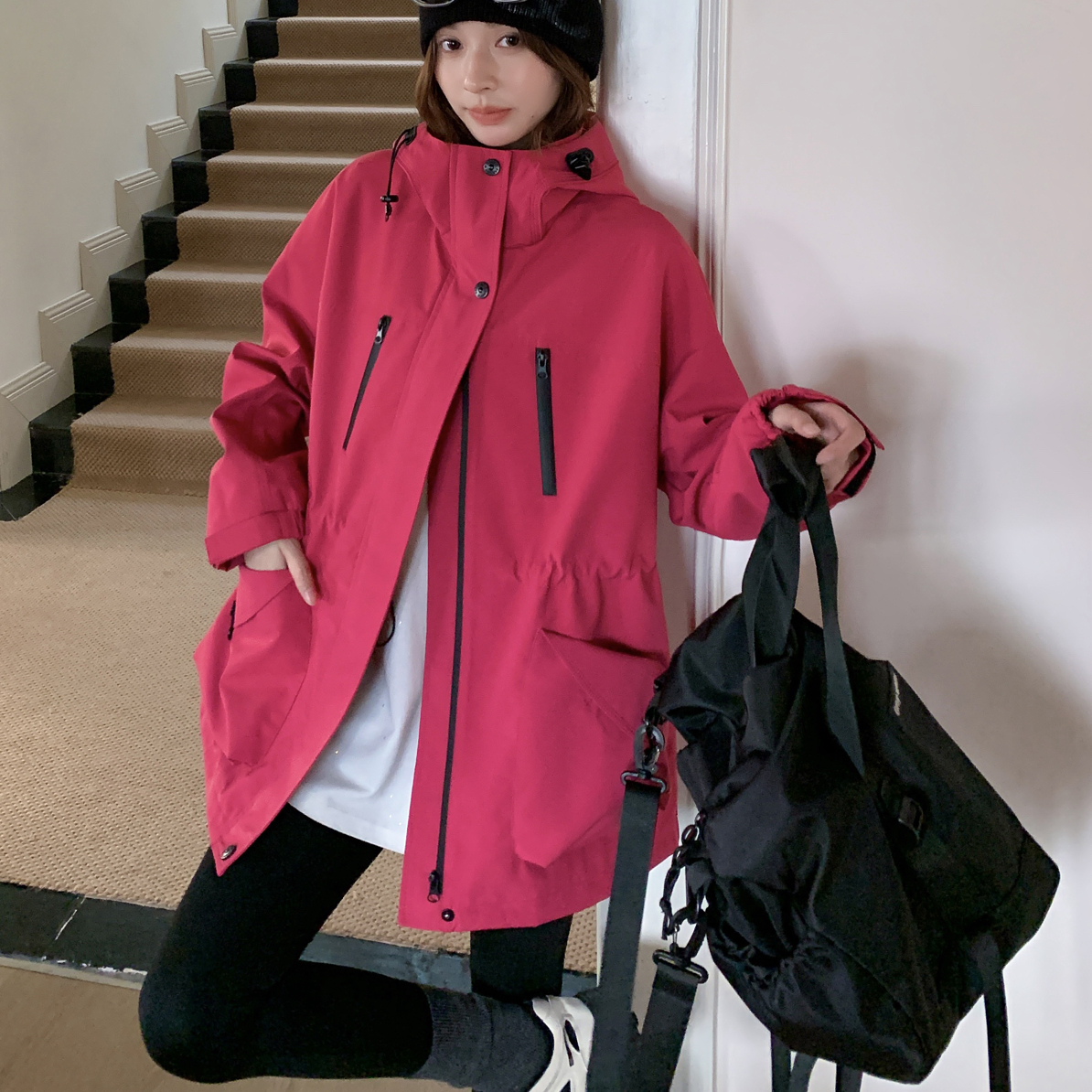 （乖乖家）秋冬防风防寒羽绒服连帽冲锋衣运动