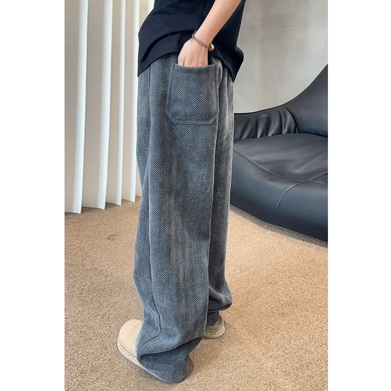 colyon休闲裤男斑马纹肌理宽松直筒裤阔腿裤重磅卫裤男生弯刀裤