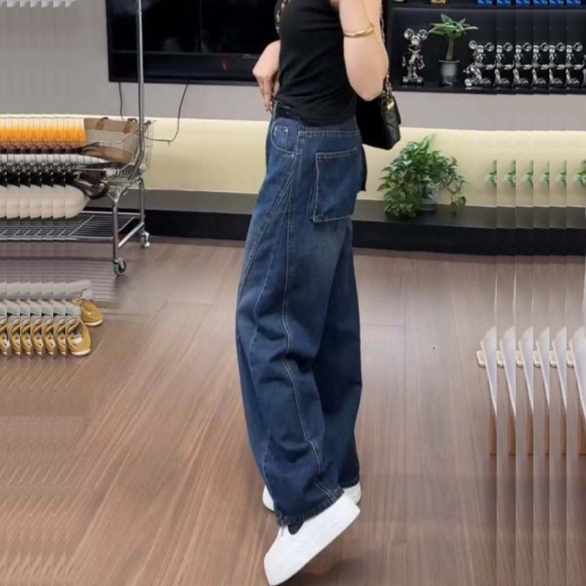 阔腿裤牛仔裤女式新款2025秋季萝卜显瘦大码弯刀裤宽松香蕉镰刀裤
