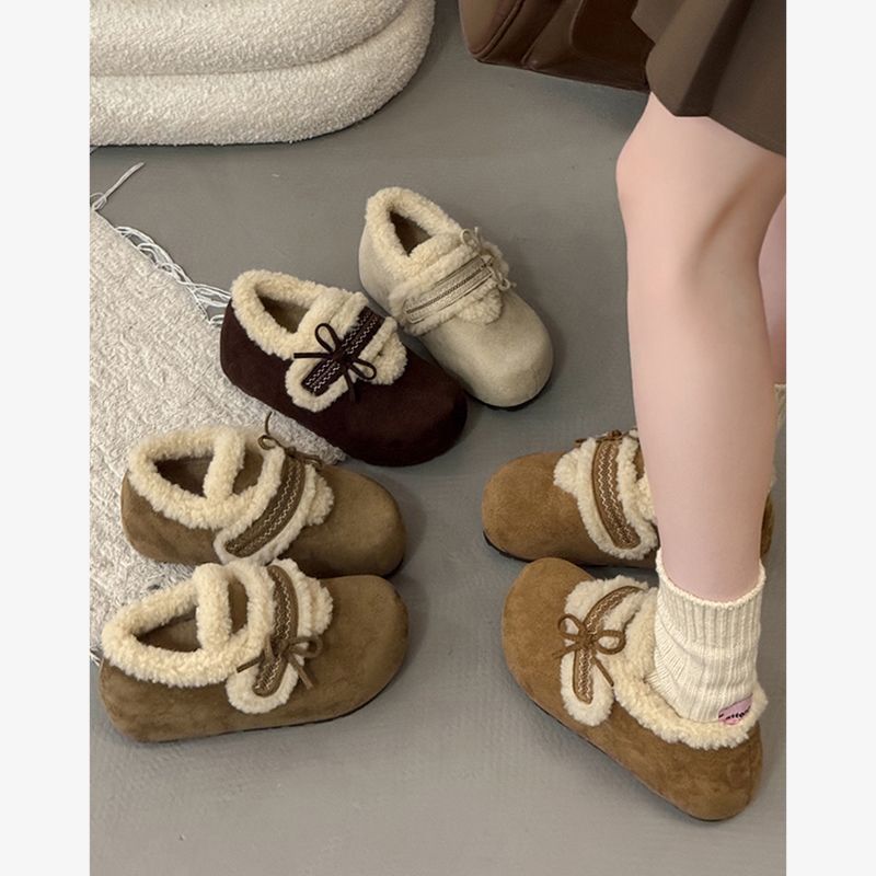厚底内增高一脚蹬毛毛勃肯鞋子女冬加绒保暖毛绒2025新款爆款棉鞋