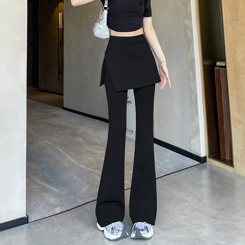 微喇裙裤女春秋2025新款黑色高腰显瘦薄款宽松拖地西装马蹄喇叭裤