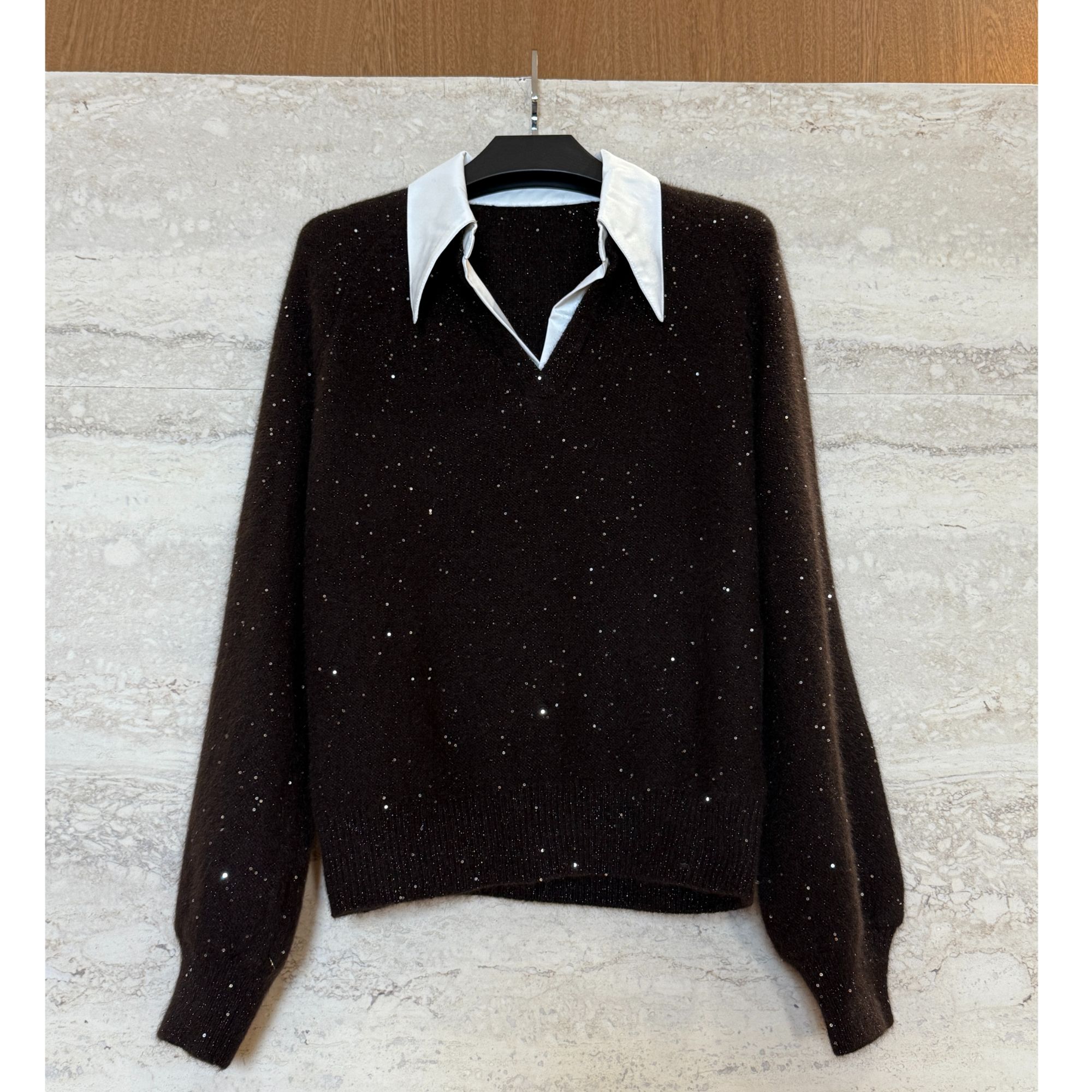 TANTAN针织时尚百搭冬季衬衫领羊毛衫4307