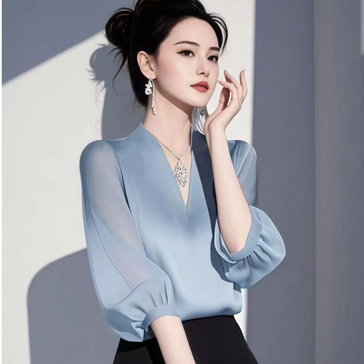 夏法式减龄百搭显瘦衬衫小众设计感轻奢衬衣