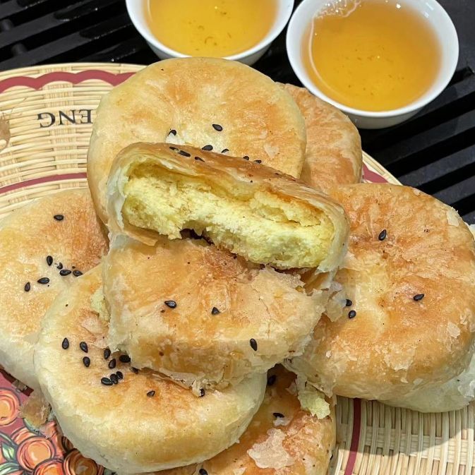 潮汕绿豆饼惠来老式正宗绿豆糕脆皮咸香酥饼传统糕点茶点小吃特产