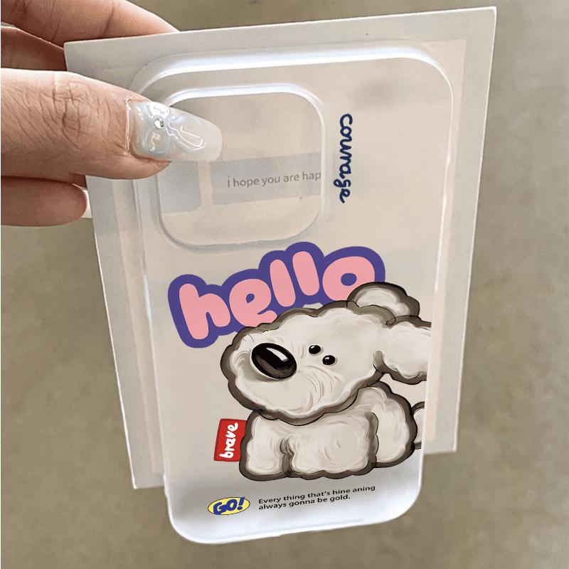 奥菲顿创意hello小狗适用苹果17磨砂大孔16手机壳华为vivoppo小米