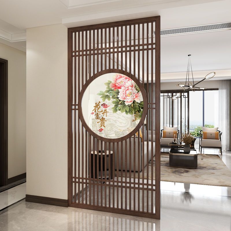 新中式屏风隔断实木镂空格栅装饰客厅入户办公室茶室进门遮挡玄关