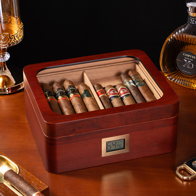 AK领茄圆弧双层雪茄保湿盒大容量雪松木便携式古巴烟盒雪茄柜