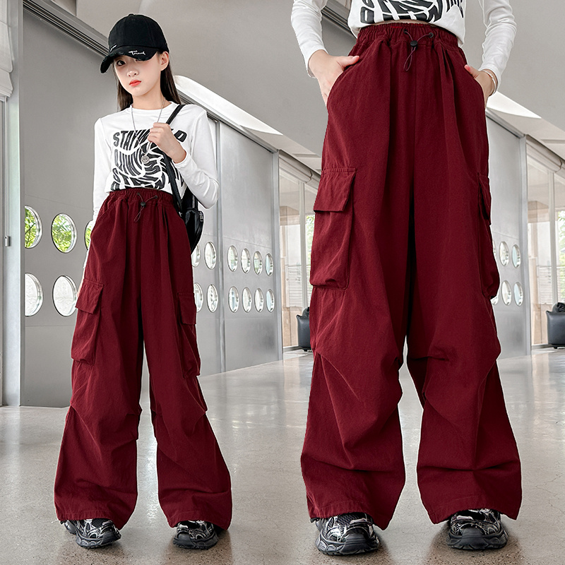 女童工装裤春秋款2025新款春季女大童宽松裤子儿童嘻哈街舞休闲裤