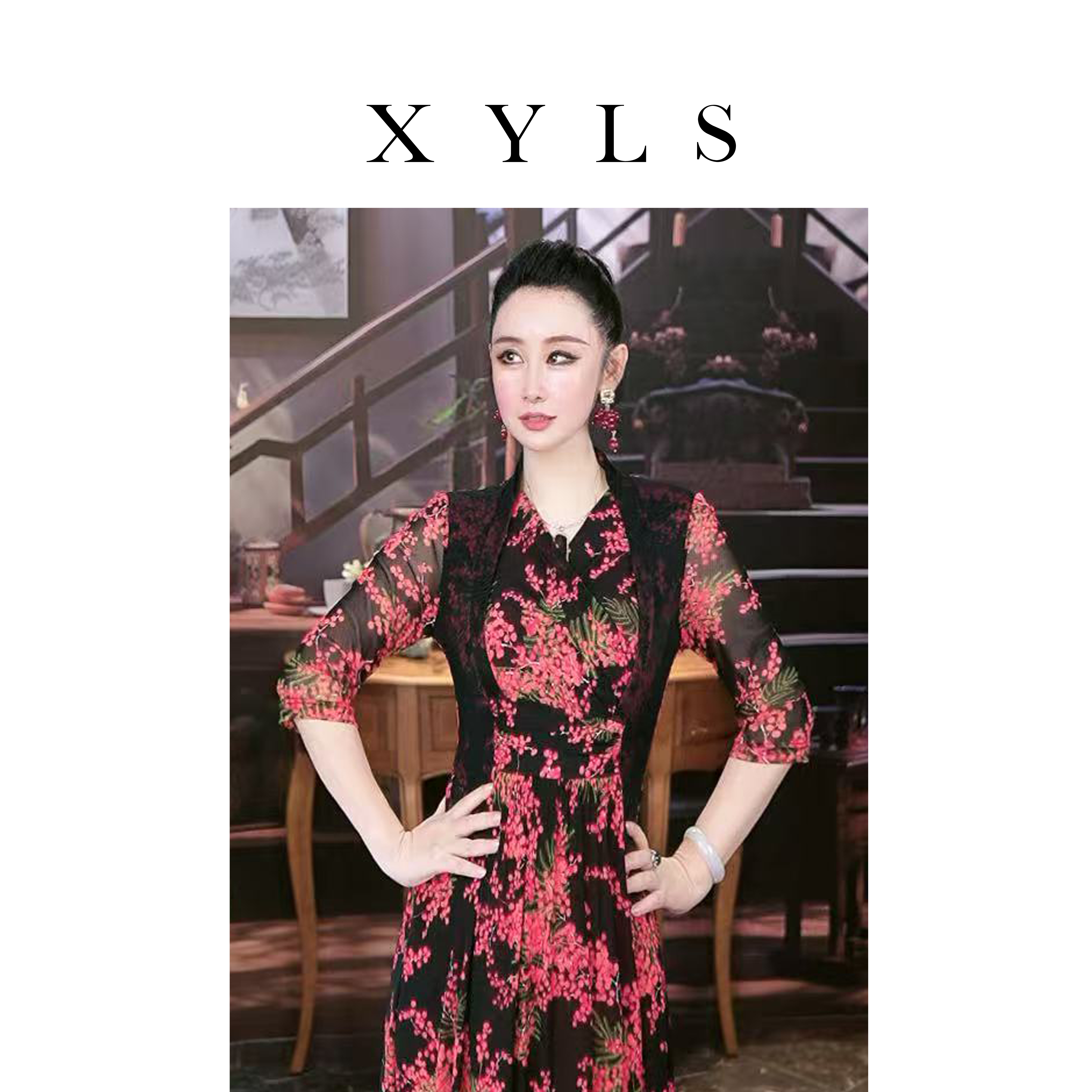 女装连衣裙弹力印花T006726