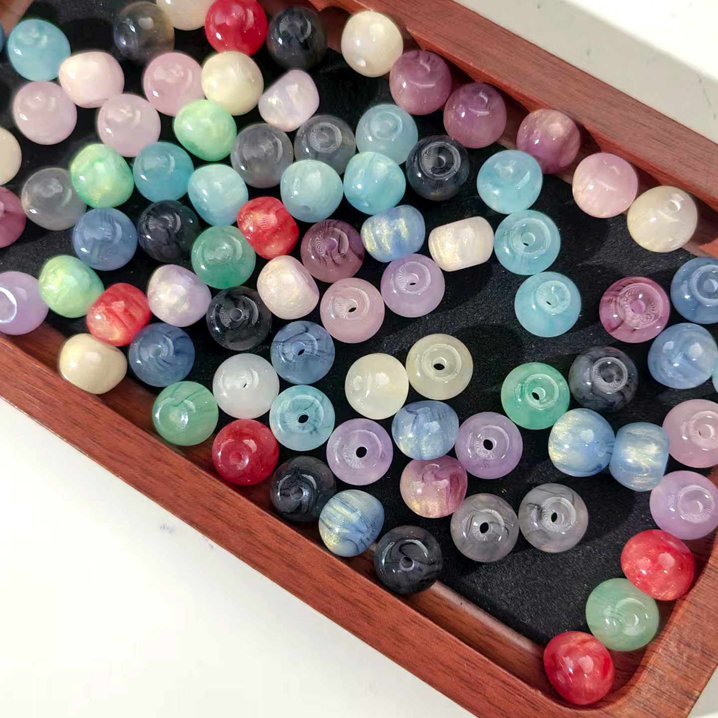 树脂苹果珠10mm实色珠亚克力圆珠