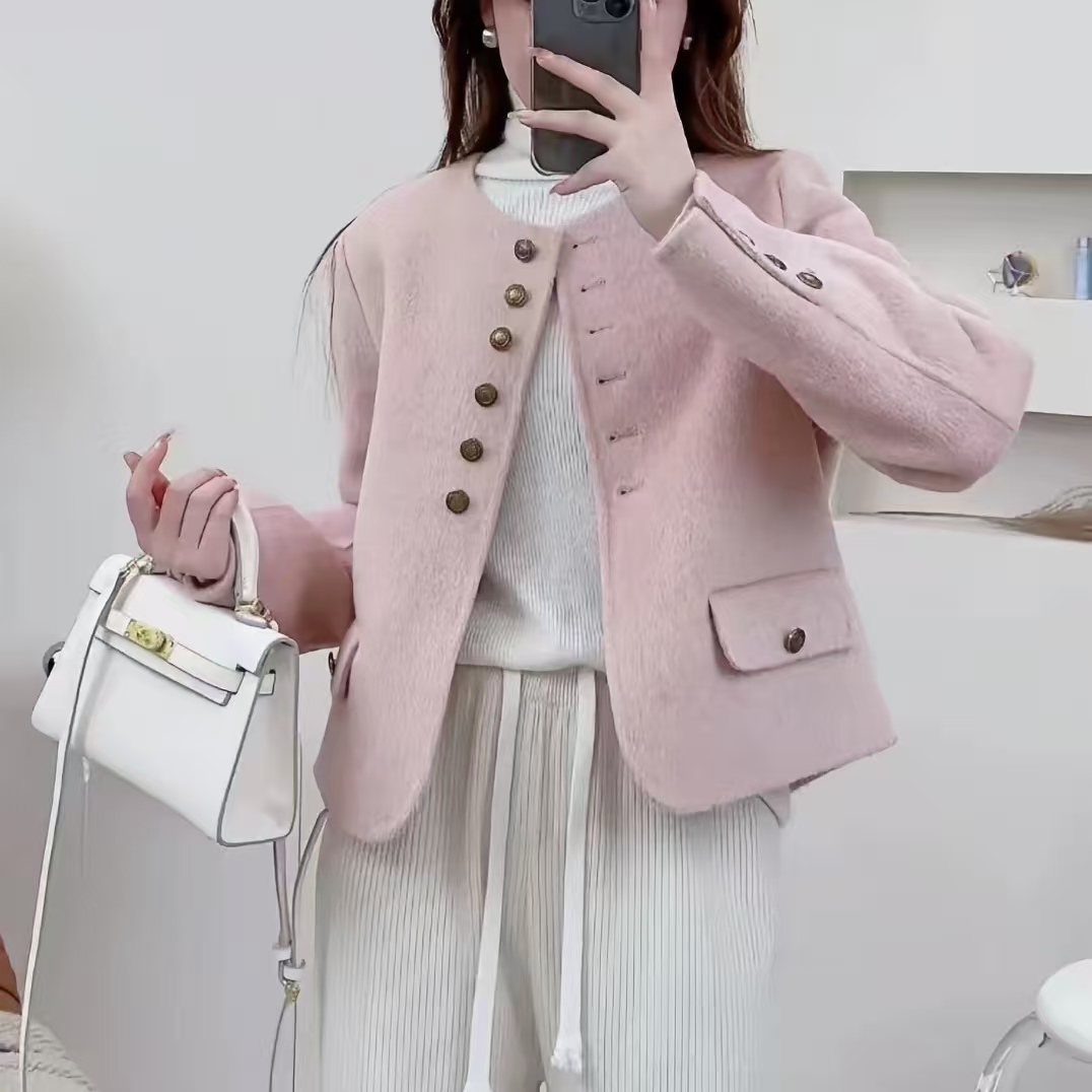 【F5770】2025小香风新款毛呢外套短款大衣小个子双面大衣女秋冬