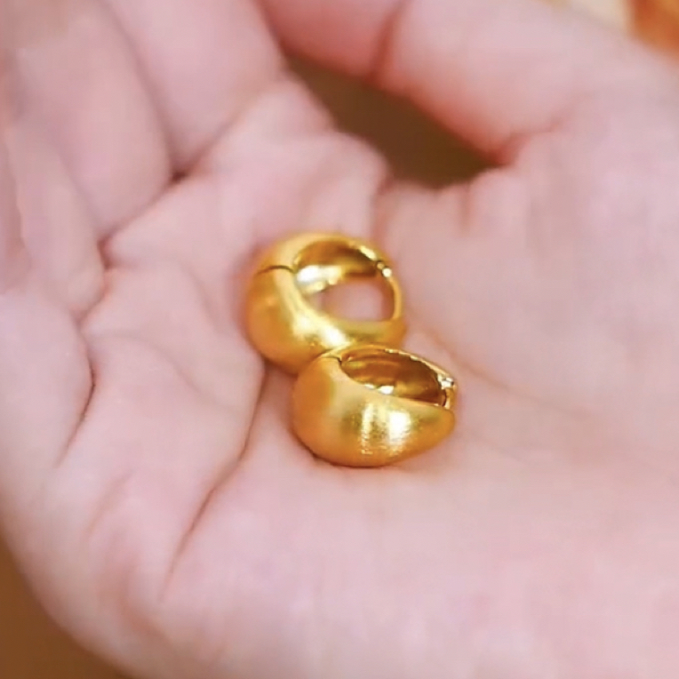 铜合金锆石耳饰 金色拉丝耳环高级感小众耳钉2025新款气质耳饰女