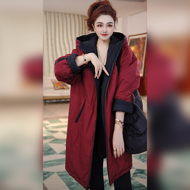 【Linda姐高端线】秋冬季时尚气质双面穿连帽棉服外套AF5WMF0182