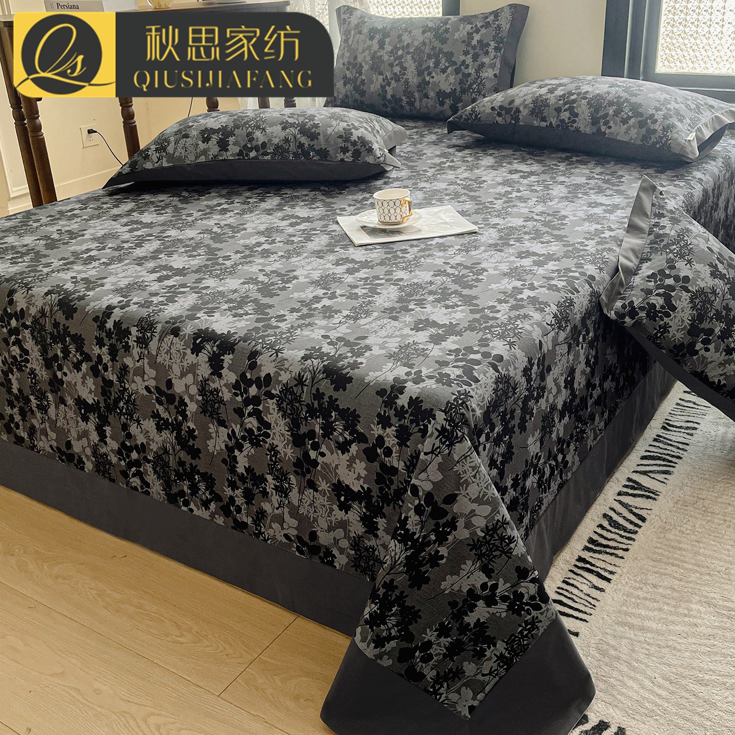 中古风加厚纯棉磨毛床单单件四季通用全棉被单席梦思床笠罩床铺单