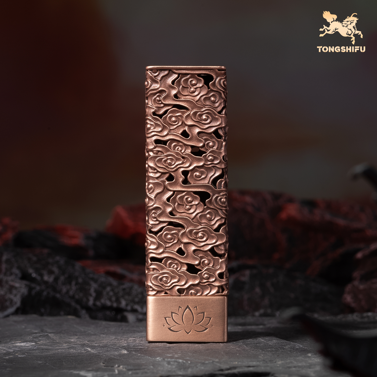 铜师傅《祥云香插》室内茶桌家用紫铜线香插新中式国风禅意小香薰