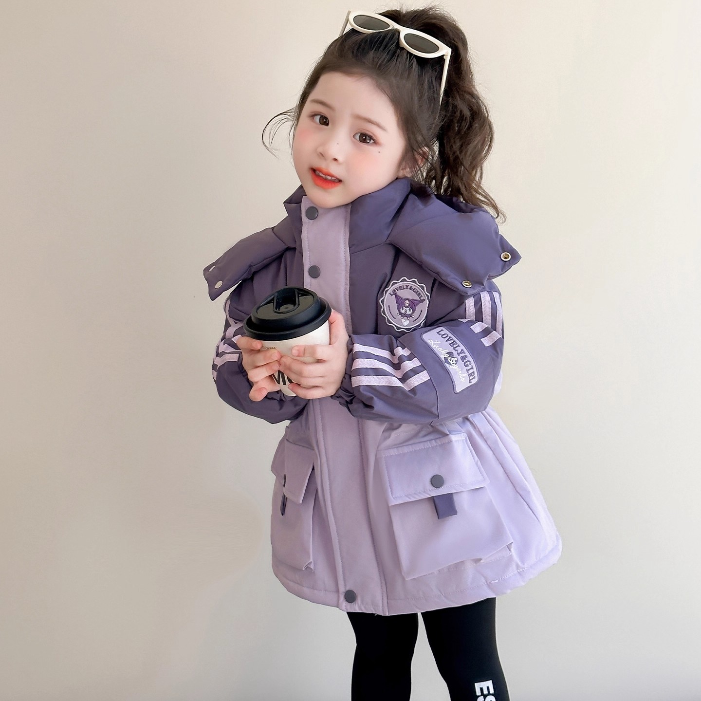 女童冬装棉服外套2025新款洋气女孩派克服秋冬夹棉加厚儿童冲锋衣