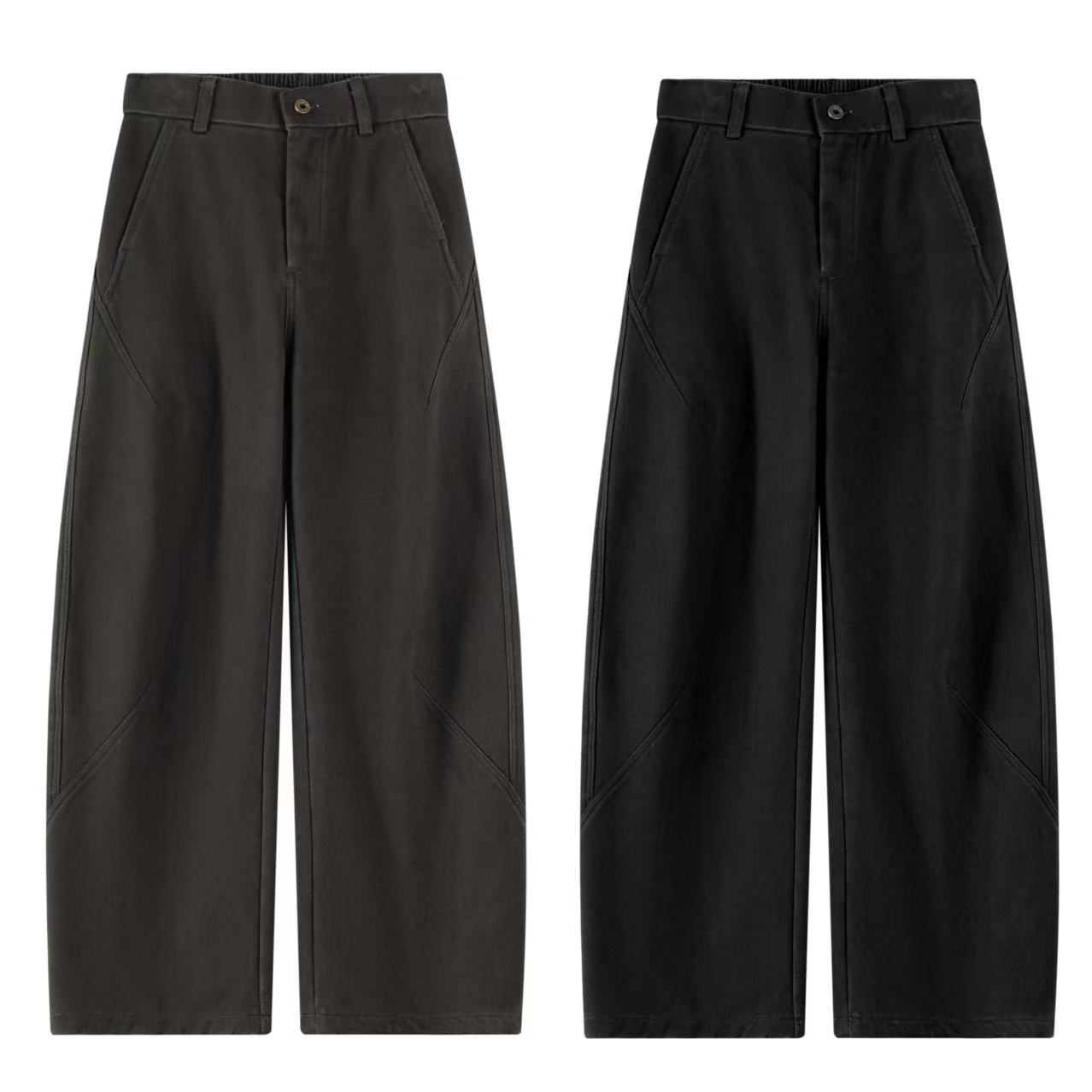 秋冬新款男士磨毛保暖休闲时尚潮流百搭痞帅拼接高街帅气阔腿裤潮